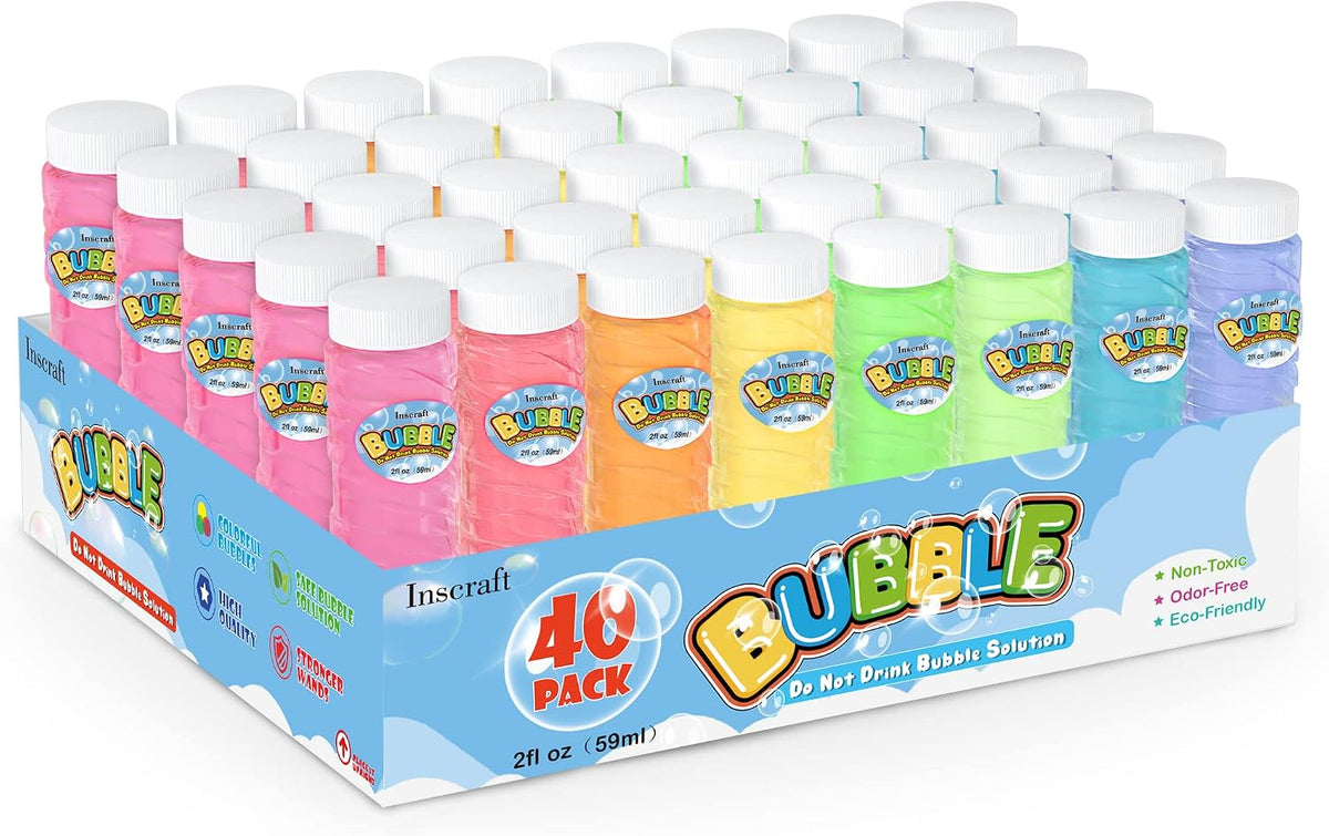 INSCRAFT Bubble Wand, Summer Toys, Wedding - 40 Pcs 2oz Bubbles Solution Bulk