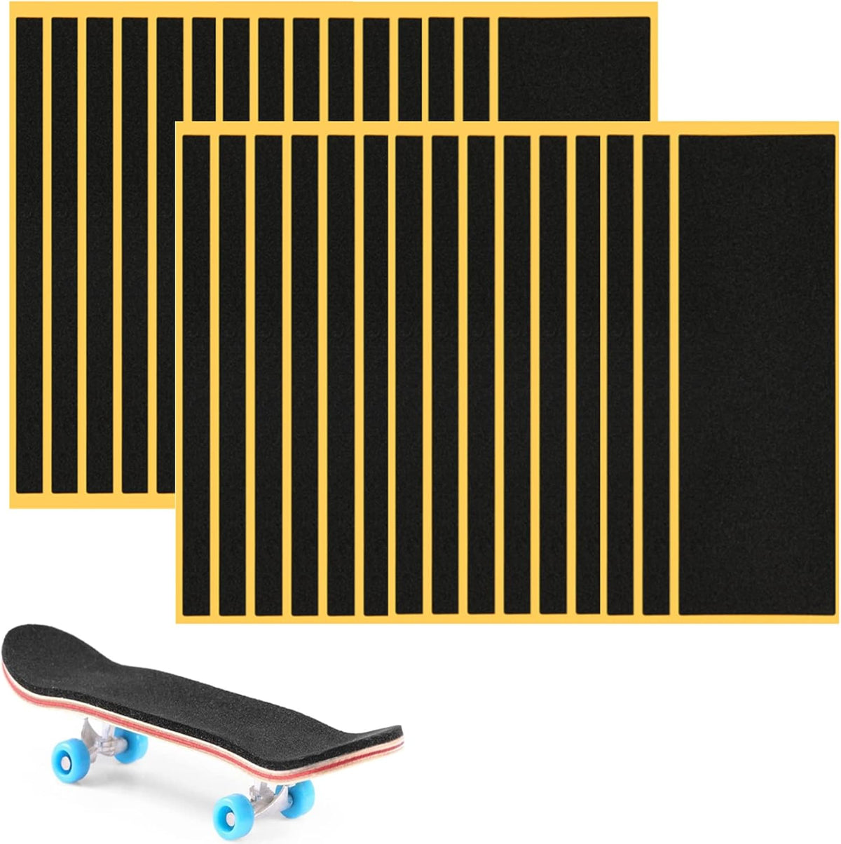 Fingerboard Grip Tape, PRO Quality 8 Sheets Foam Black Wooden Mini Skateboard Strong Adhesive - 30pcs