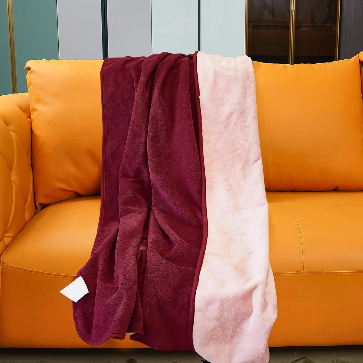 Waterproof Blanket for Bed Couch Sofa, Reversible & Reusable Cat - 40"x60" / Burgundy/Rose Pink