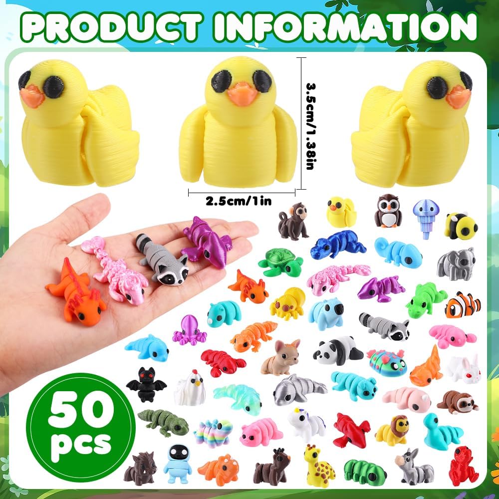 Celltestria 18PCS 3D Printed Skeleton Fidget Toys with Coffin Storage - 50Pcs Animals - image 2