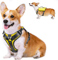Fida Dog Harness, No-Pull Pet Vest with Saddle Bags Backpack - Medium (Neck:17"-23";Chest:22.5"-27") / Yellow