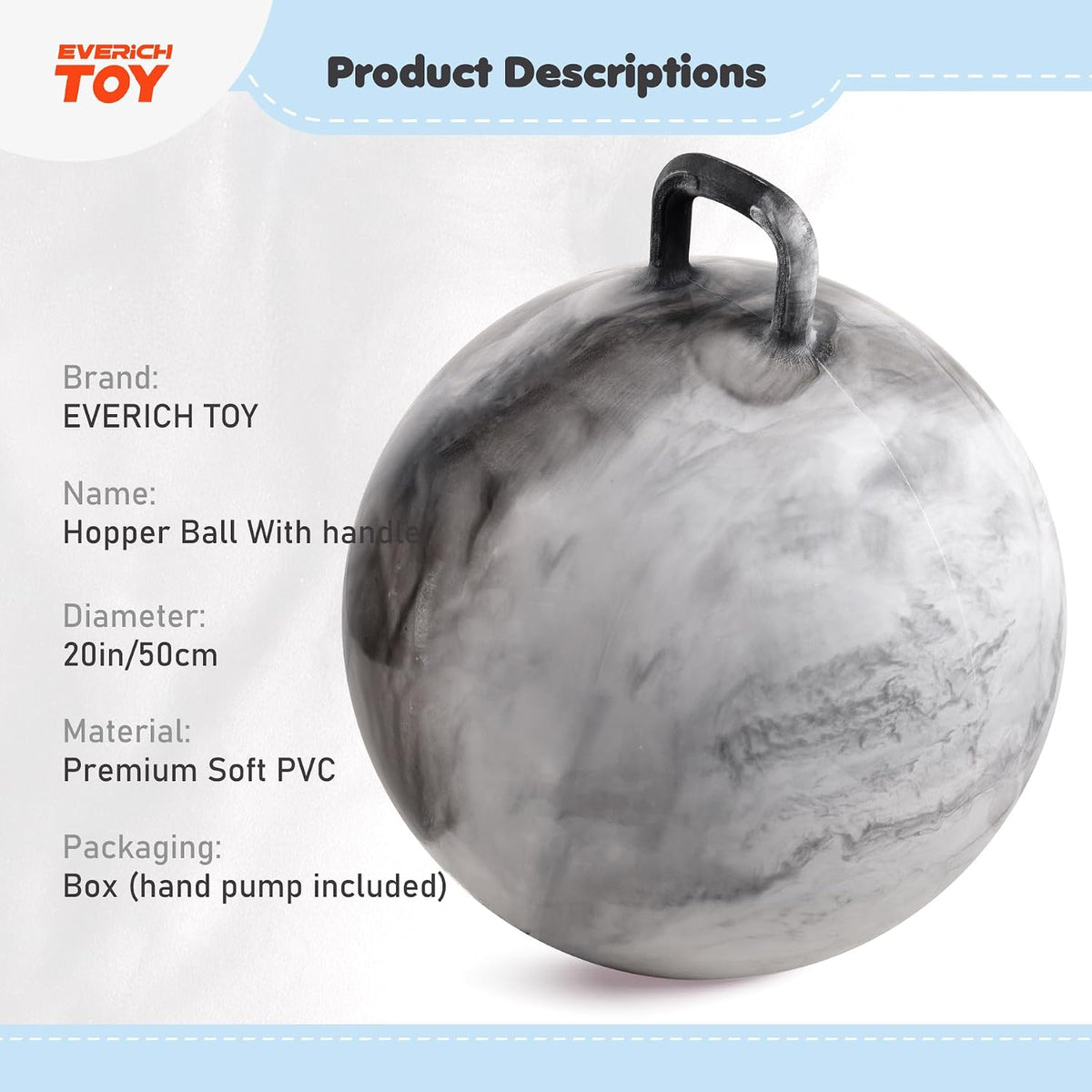 EVERICH TOY 18 inch hopper ball for kids with handle, purple pink clouds - view 23
