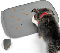 Conlun Dog Food Mat,1/2 Inch Raised Edges Cat Feeding Mat for Spill Containment,BPA-Free Silicone - 24"L x 16"W / Grey