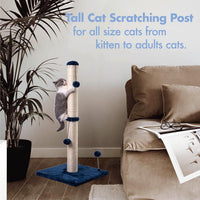 MECOOL 34” Tall Cat Scratching Post Premium Basics Kitten Scratcher - 34 inches for Adult Cats / Navy - image 3