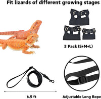 3 Pack Bearded Dragon Harness and Leash Set - Black - image 3