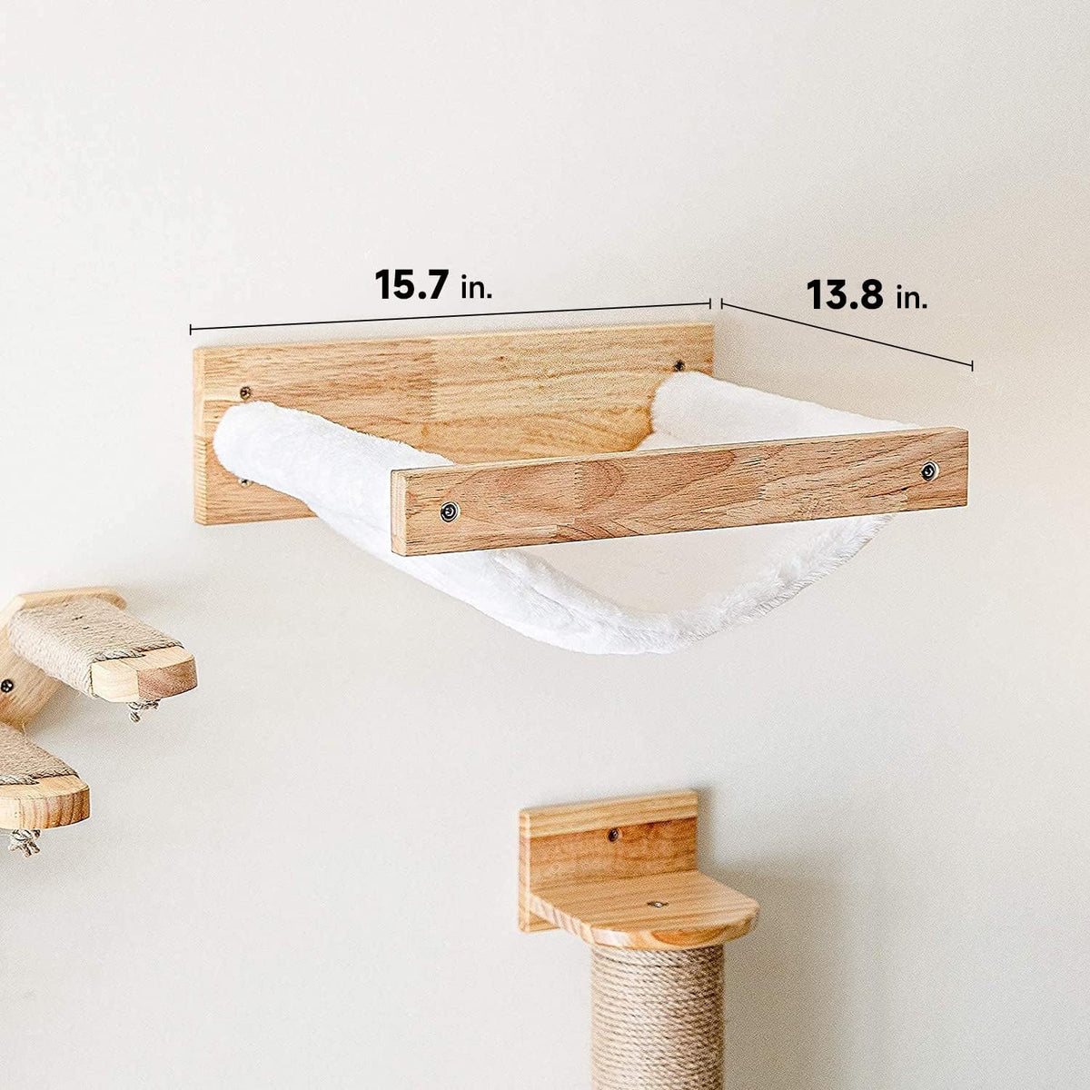 FUKUMARU Wall Mounted Cat Hammock – Essentials for Cats - M-White Flannel - image 4