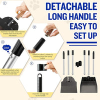 Dog Pooper Scooper,Tray and Spade Set Poop Scooper for Dogs, Adjustable Long Handle Metal Pooper Scooper with Bin for Pet Waste Removal, No Bending Clean Up for Medium and Large Dogs