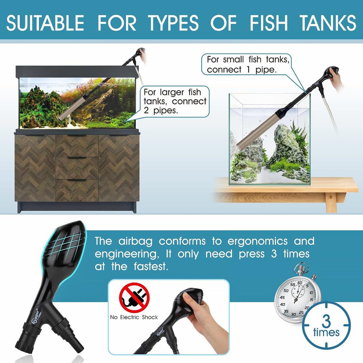 hygger Small Gravel Vacuum for Aquarium - L - image 4