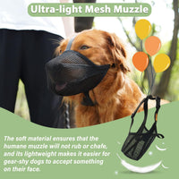 Dog Muzzle, Patented Soft Mesh Muzzle for Scavenging, L - Black / XXS-(Snout:6"-7¼") - image 2