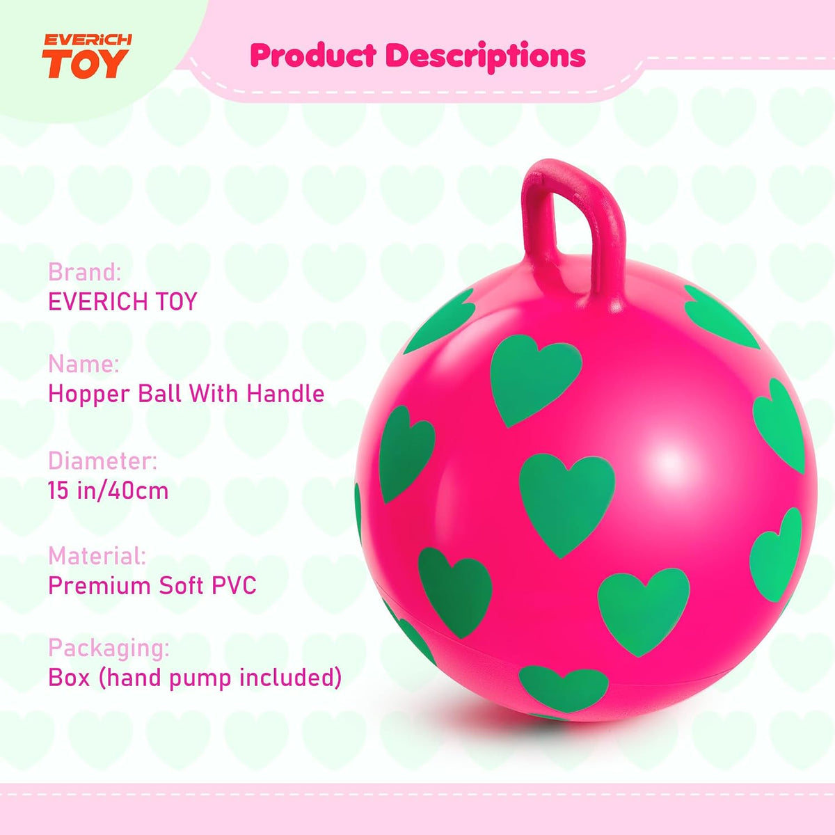 EVERICH TOY 18 inch hopper ball for kids with handle, purple pink clouds - view 17