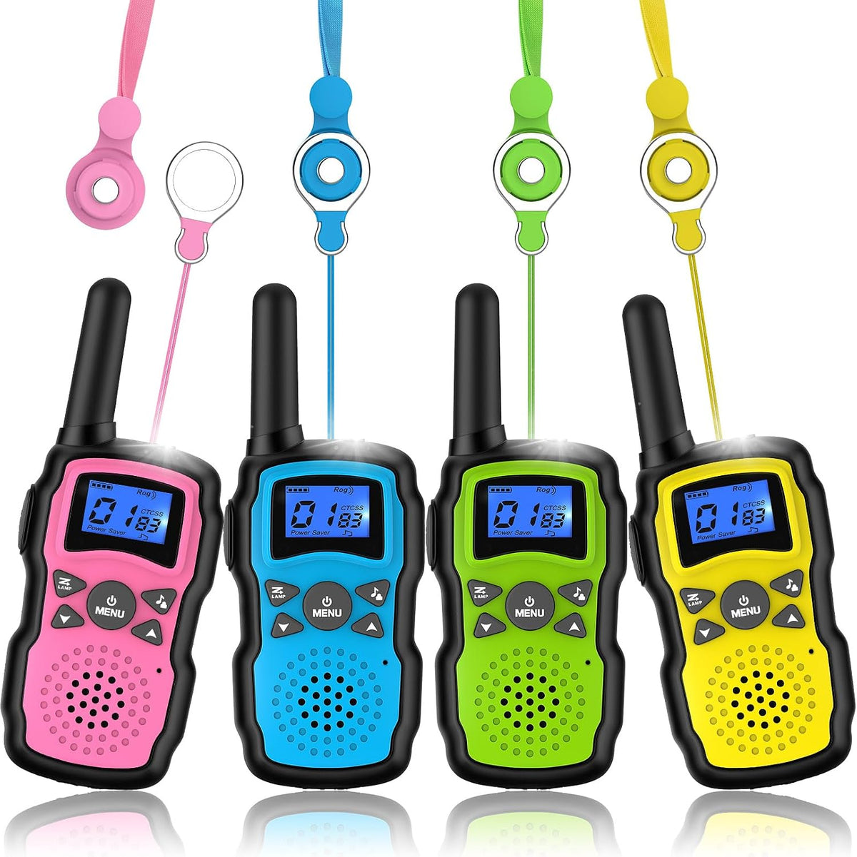 Wishouse Walkie Talkies for Kids 4 Pack - Pink Blue Green Yellow