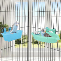 Wontee Bird Bath Box with Mirror Portable Parrot Hanging Bathroom Bathing Tub for Small Birds Cleaning Supplies (Blue(B)+Green)