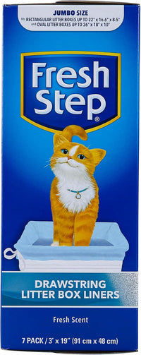 Fresh Step Drawstring Cat Litter Box Liners, Scented - Fresh Scent / 7 Count (Pack of 1) / Jumbo