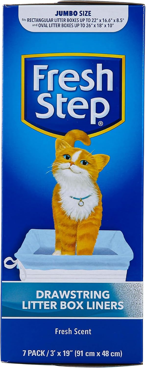Fresh Step Drawstring Cat Litter Box Liners, Scented - Fresh Scent / 7 Count (Pack of 1) / Jumbo