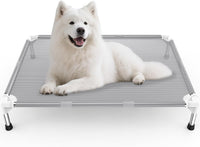 Elevated Dog Bed with Teslin Cooling Fabric, Lightweight Dog Cot - L-Gray
