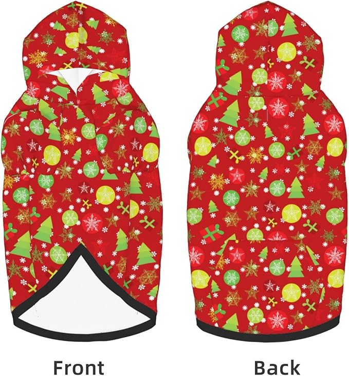 Christmas Tree Print Hoodie,Christmas Cosplay Dog Clothes with Pocket and Hat Winter Clothes Sweaters X-Large