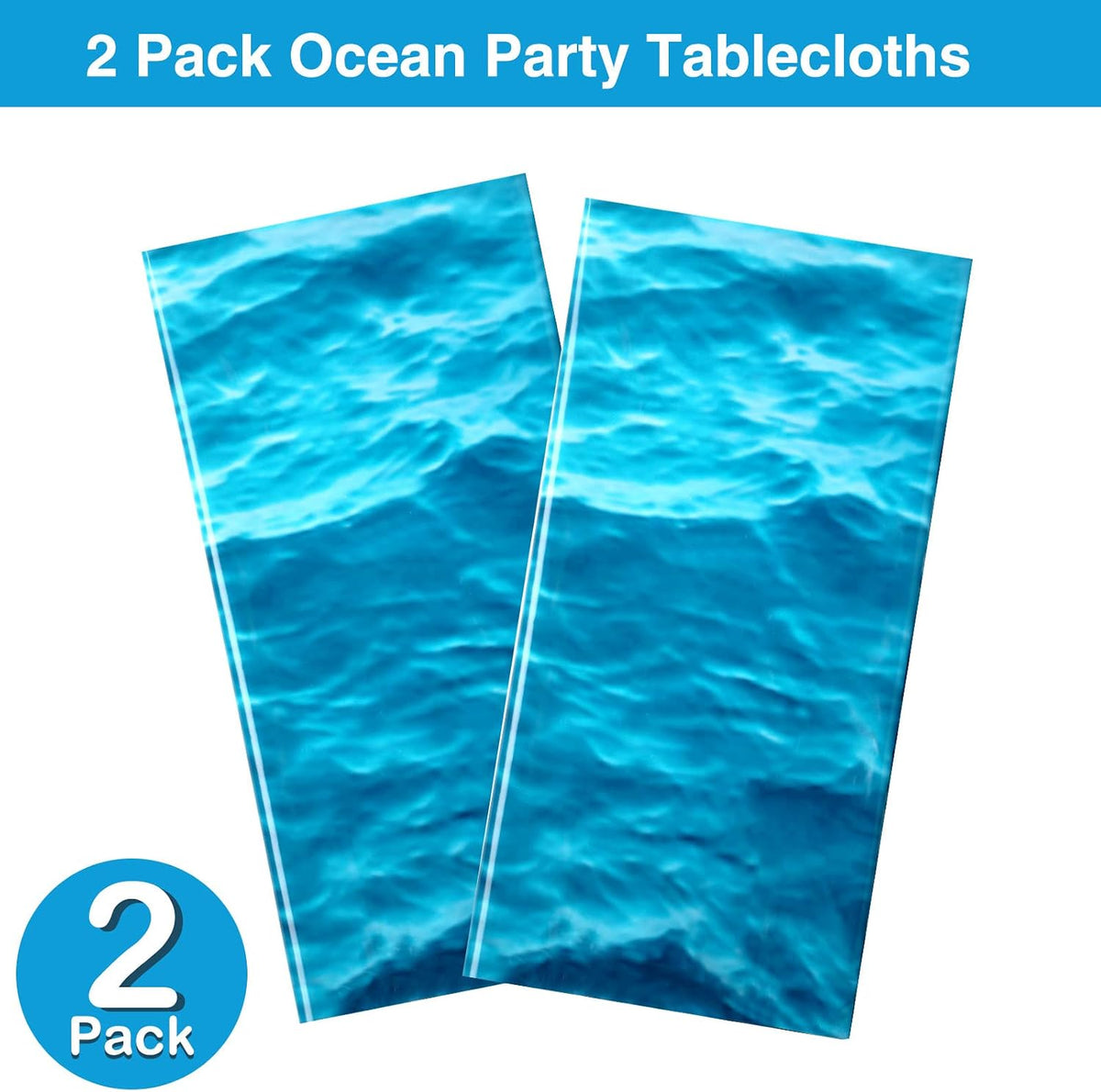 Irenare 2 Pieces Ocean Plastic Tablecloth 54 x 108 Inch Blue – Fun for Kids & Family - 2 / 54 x 108 Inch (Rectangular) - image 2