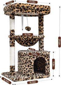 SYANDLVY Small Cat Tree for Indoor Cats - 29.6" / Leopard Print - image 3