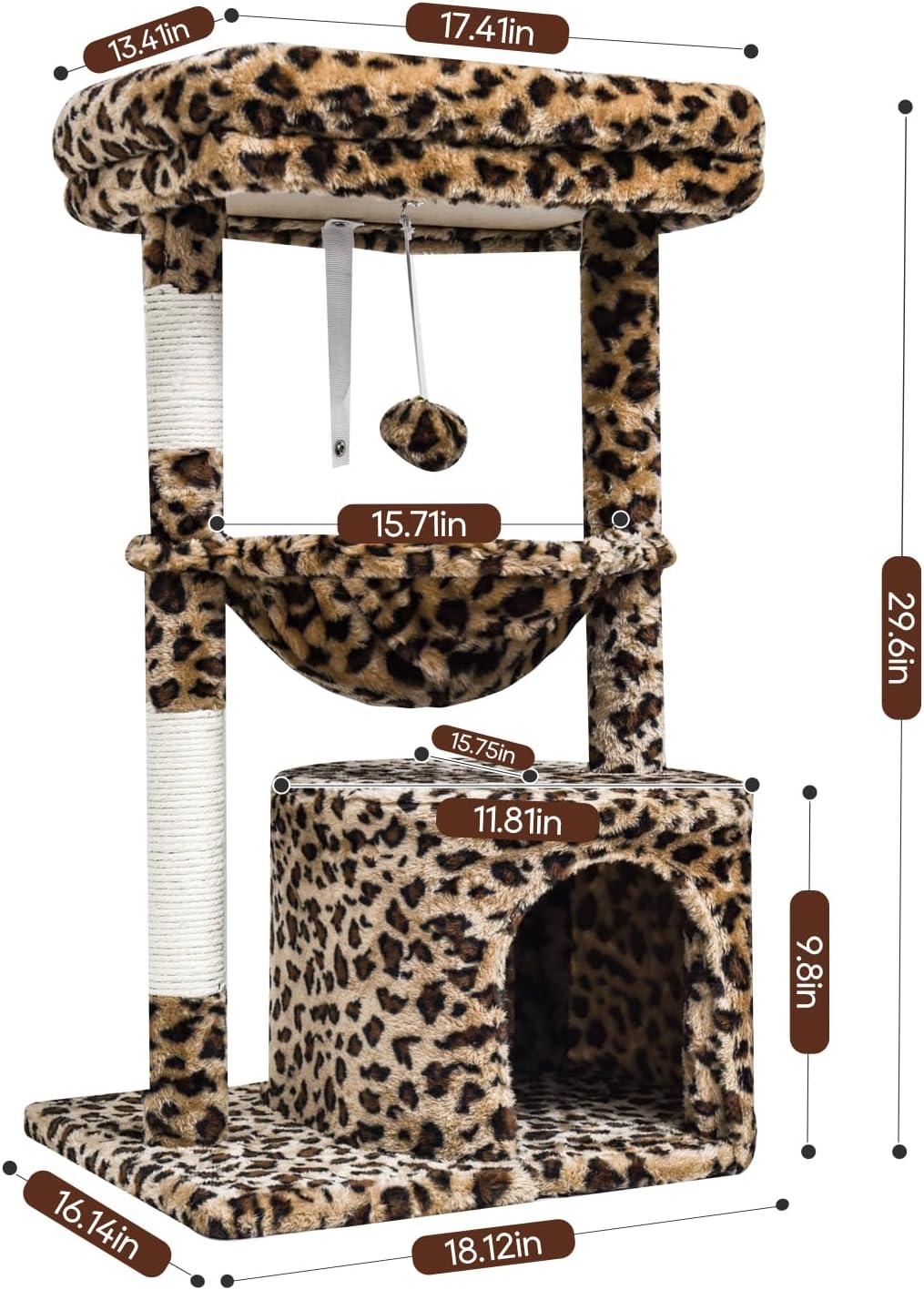SYANDLVY Small Cat Tree for Indoor Cats - 29.6" / Leopard Print - image 3