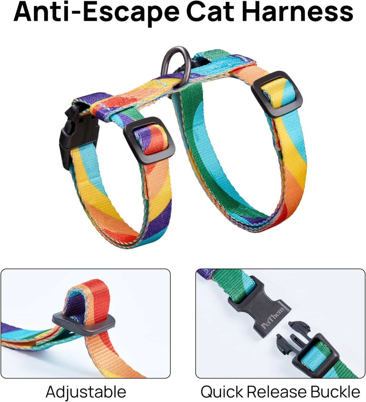 Adjustable Cat Harness and Leash Set Escape Proof – Essentials for Cats - Yellow & Green, Adjustable - image 4