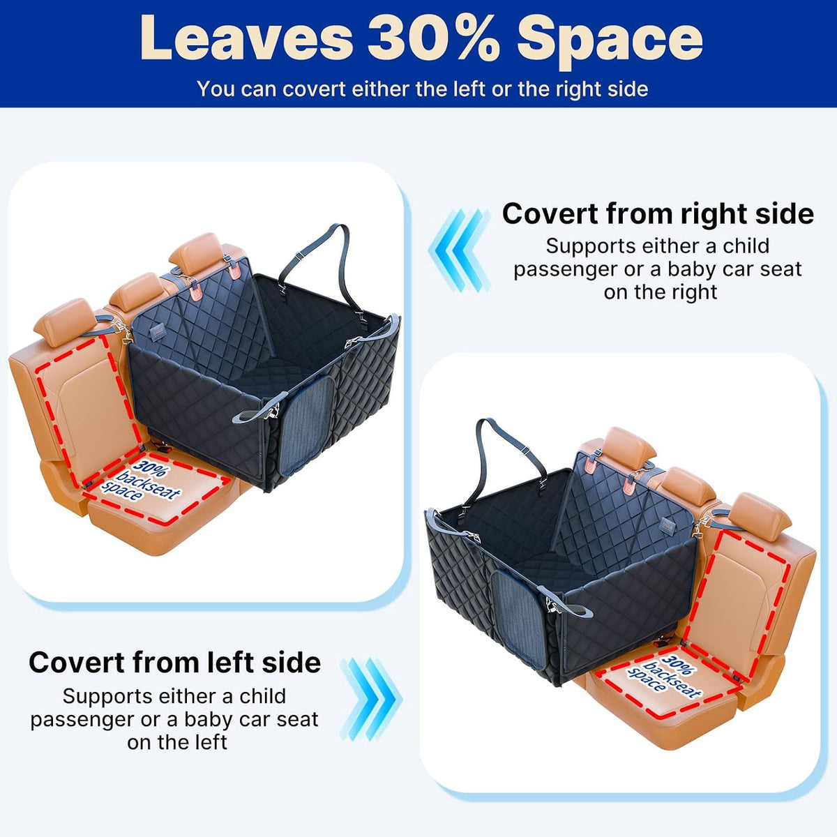 Convertible Back Seat Extender for Dogs - L / Black - image 3