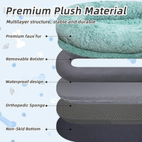 Human Dog Bed, 71''x45''x12'' Size Fits You and Pets, Washable Faux Fur Pet Bed for People Doze Off, Napping Orthopedic Dog Bed, Present Plump Pillow, Blanket, Strap - GreenWhite