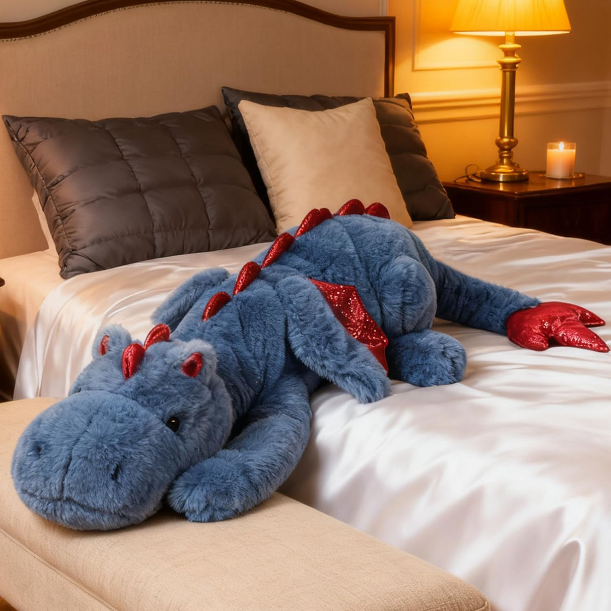 ARELUX Large 36in Cute Dragon Stuffed Animals Plush Toy Soft Matcha - Blue / 50inch