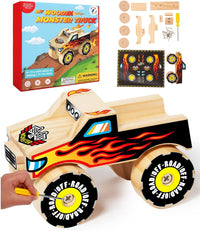 Little Jupiter DIY Wooden Kits w/Stickers, Kids Building Kit - Monster Truck #1