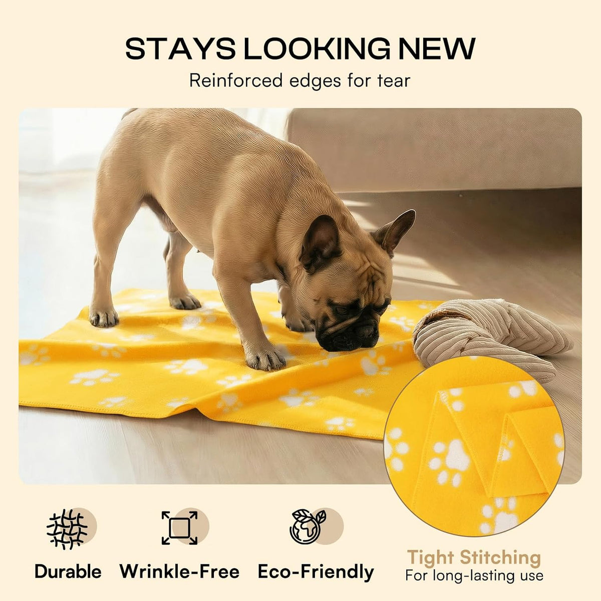 LINENLUX Fleece Dog Blankets 6-Pack - Yellow / 31x24 inch (Pack of 6) - image 3