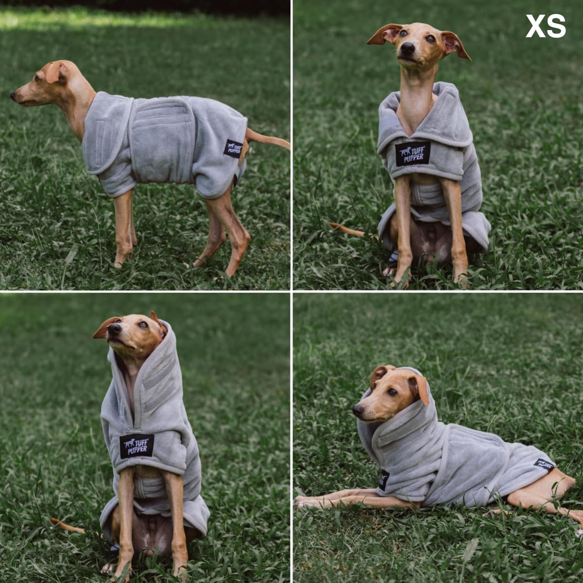 Tuff Pupper Fast Drying Dog Bath Robe - Gray / X-Small - image 2