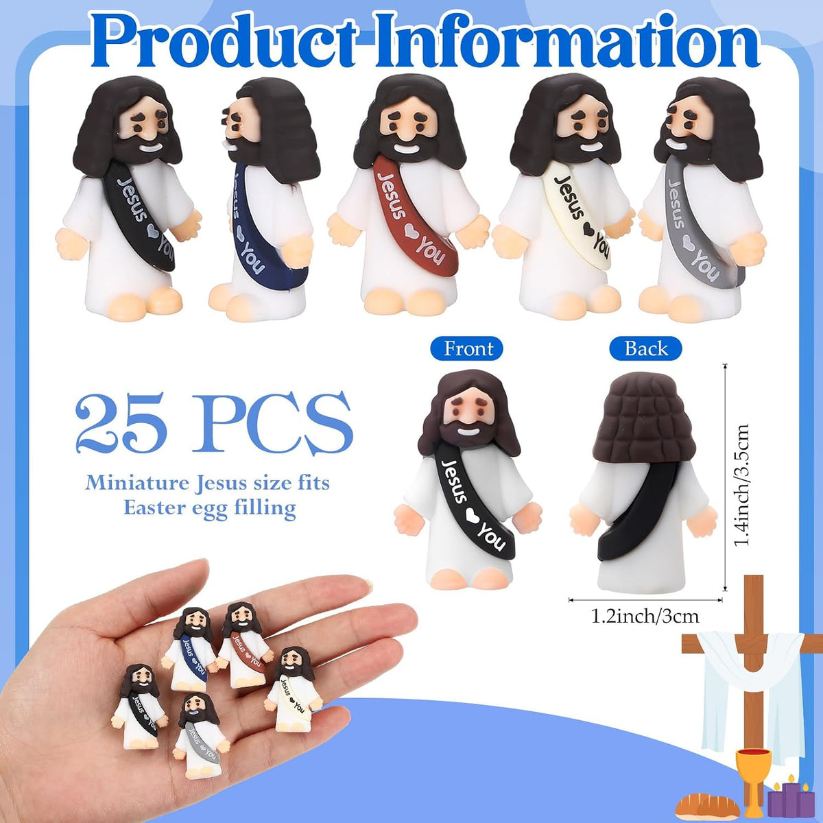 Bememo 25 mini Jesus figures in multicolor rubber, little figurines in robes - view 23