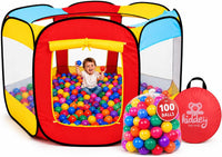Kiddey kids play tent with 100 colorful balls, mesh windows and pop-up frame - view 2
