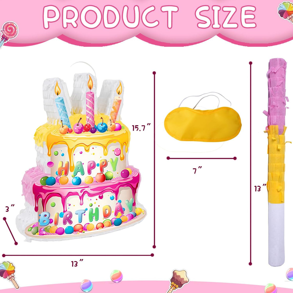 Princess Castle Pinata - Pink Castle Pinata with Blindfold and Bat for Girls Kids Princess Theme - Cake - image 2