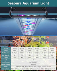 Led Aquarium Light for Plants-Full Spectrum Fish Tank Light with Timer Auto On/Off, 18-24 Inch, Adjustable Brightness, White Blue Red Green Pink LEDs with Extendable Brackets for Freshwater