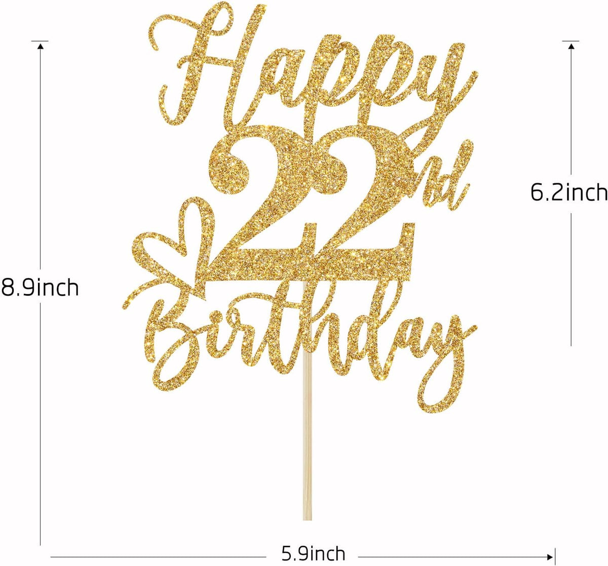 Happy 83rd Birthday Cake Topper - happy 22nd birthday / Gold Glitter - image 4