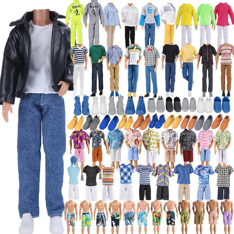 E-TING 10Set =5 Leather Jacket Suit Doll Clothes +5 Shoes for 12″ boy