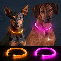 2 Packs Light Up Dog Collar - Pink+Orange - image 2