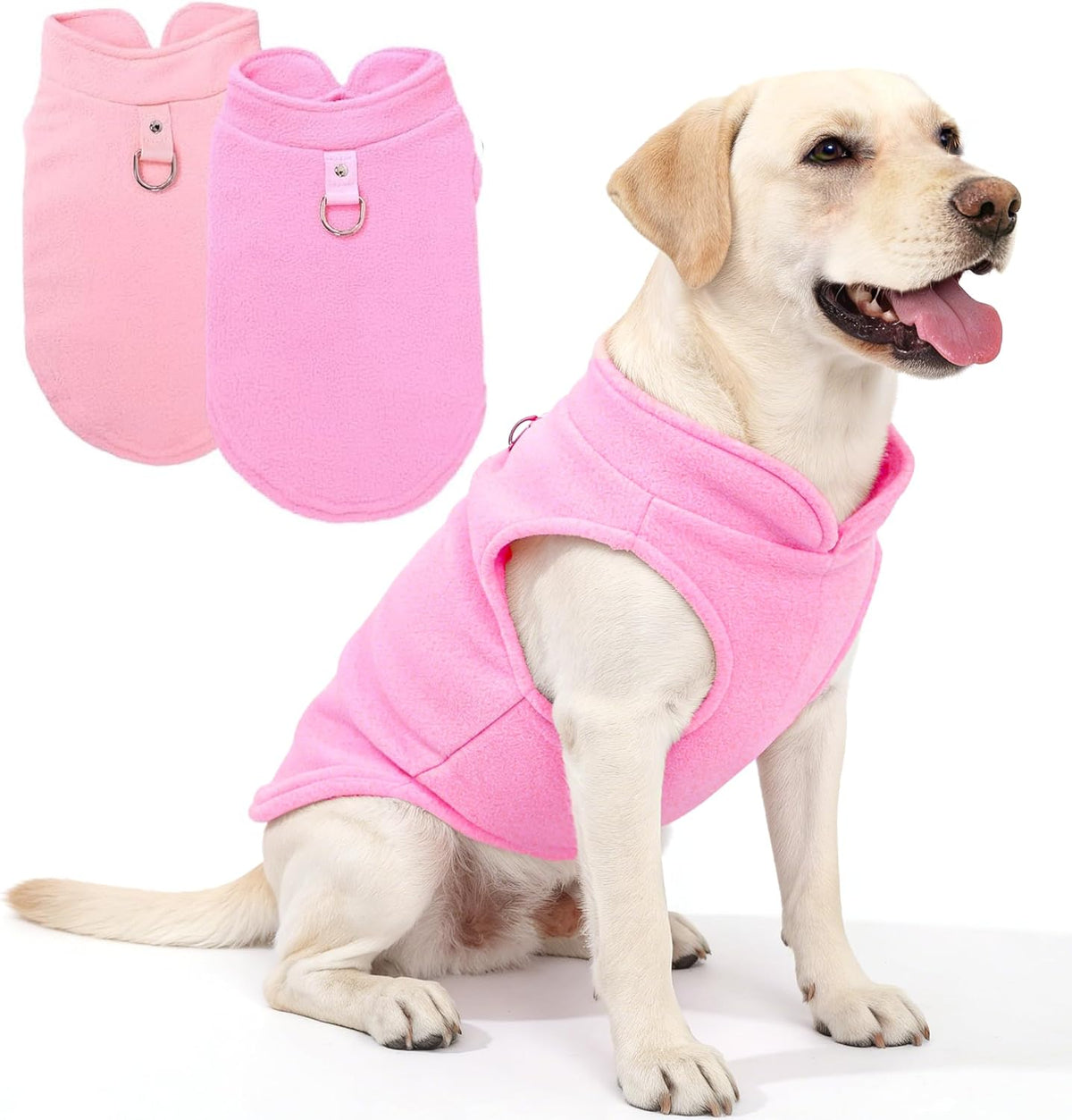 2 Pieces Fleece Dog Sweater Vest Winter Warm Dog Clothes for Small - pink,light pink / XX-Large(27-36lbs)