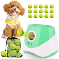 Automatic Ball Launcher for Dogs: Indoor Thrower Fetch Machine - Green / 10-30FT for Small Dogs
