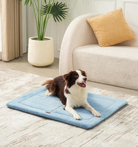 Made4Pets Dog Crate Pad Bed for Large Dogs, Washable & Reversible, Anti-Slip Kennel Mat for Cozy Sleeping, Soft Fluffy Dog Bed for Indoor & Outdoor Use, 36"x27", Blue