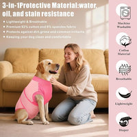 Idepet Dog Recovery Suit Female,Dogs Onesie Suit Surgery Male Breathable Pet Bodysuit for Spay Neuter E-Collar & Cone Alternative Surgical Suit Puppy Abdominal Anti Licking Wounds Shirt (Pink, XL)