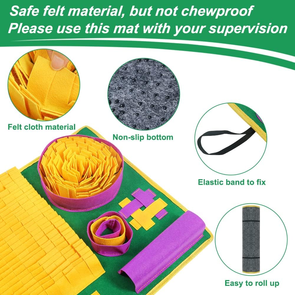 Vivifying Snuffle Mat for Dogs - Yellow Purple Green - image 4