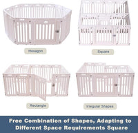 2 Room Dog Playpen with Door,DIY Shape Combination Puppy Pen,16-Panel+2 Link Piece+Large Door+Small Door,25.5" H Dog Fence,Non-Slip&Secure Pet Gate,Easy to Assemble (Two Rooms)