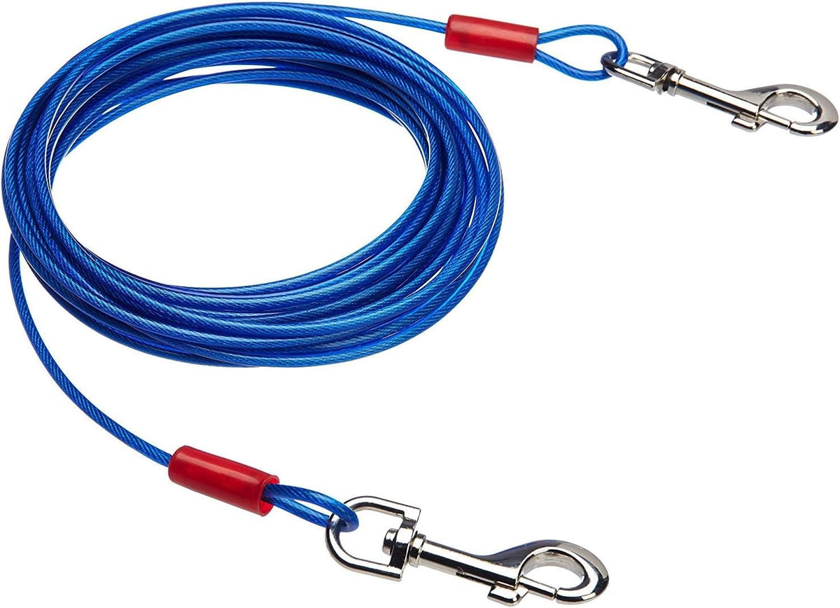 Amazon Basics Rust-Free Steel Wire Tie-Out Cable for Large Dogs up - Blue / 25 Feet (Pack of 1)