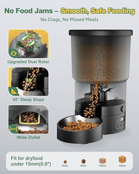 Gimars 5L Automatic Cat Feeder for 2 Cats, Programmable 1-6 Meals Cat Food Dispenser with Stainless Steel Bowl, Easy Setup, Dual Power Supply,10s Meal Call Timed Pet Feeder for Cats and Small Dogs