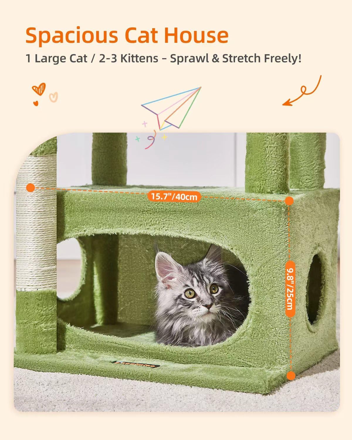 Taoqimiao Cat Tree, Suitable for Kittens - Green / 38.5 Inches - image 2
