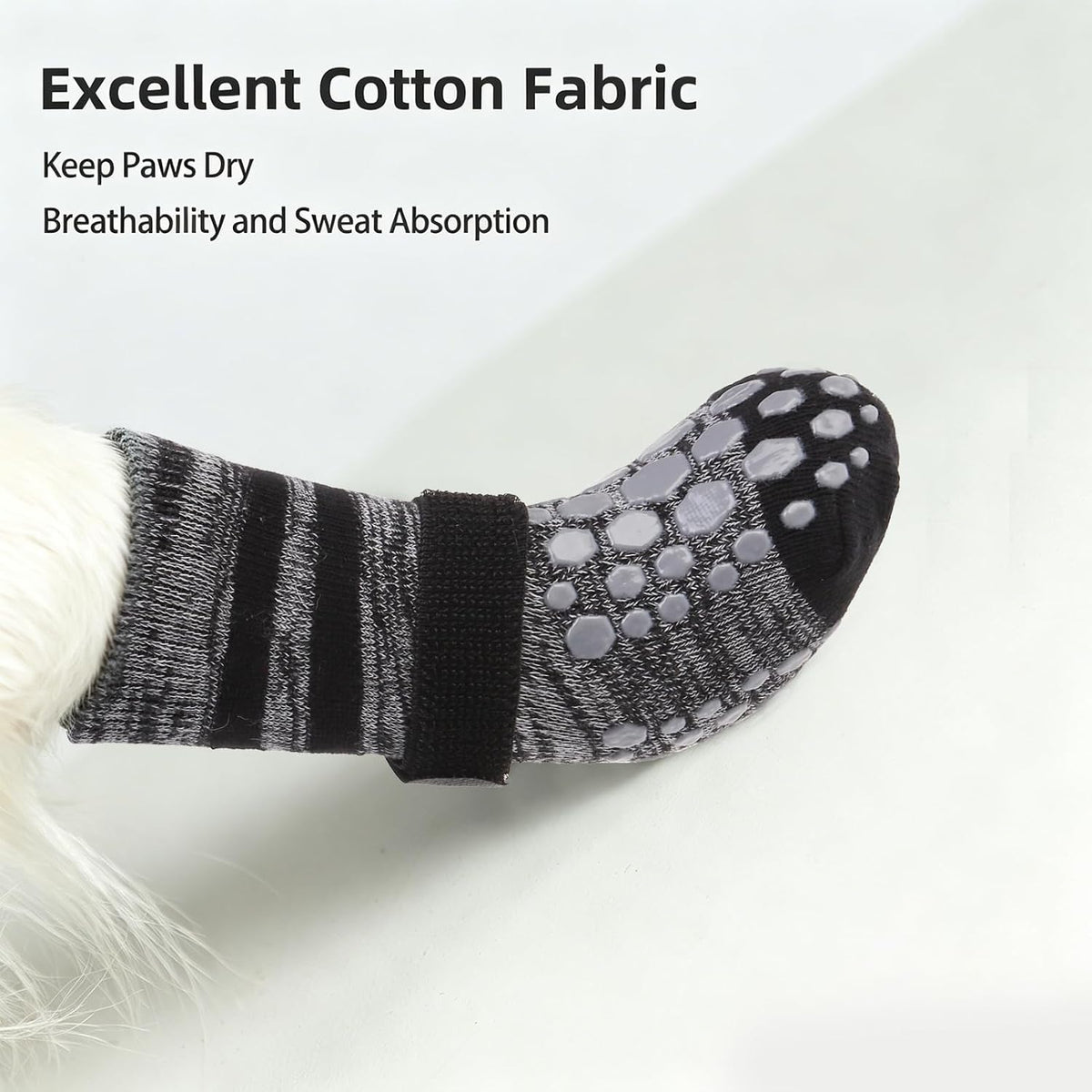 PUPTECK Anti-Slip Dog Socks with Double Sides Grips for Small Medium - Black(Striped) / X-Large (4 Count) - image 3