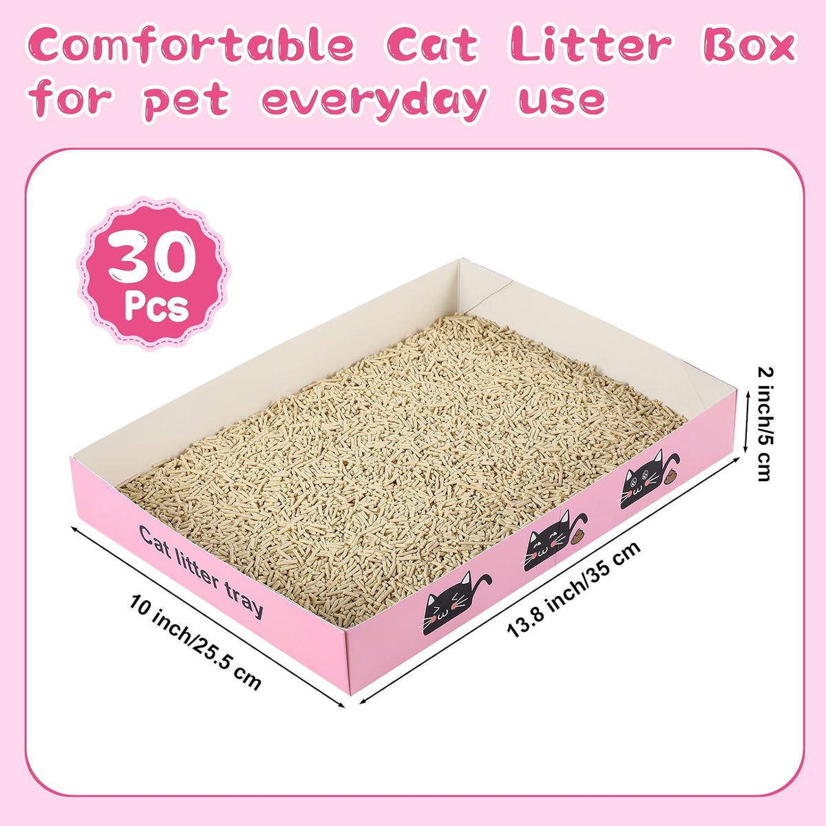 Amyhill 30 Pack Disposable Cat Litter Box Paper Pet Trays - Pink - image 2