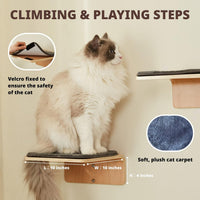 2 Set Cat Wall Steps, Wooden Cat Climbing Shelf for Wall - Wave - image 4