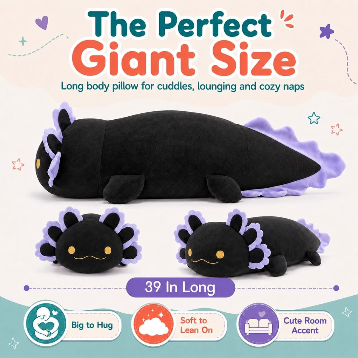 BENINY 31 Inch Giant Bunny Stuffed Animal - Axolotl_black 39in - image 2
